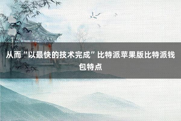 从而“以最快的技术完成”比特派苹果版比特派钱包特点