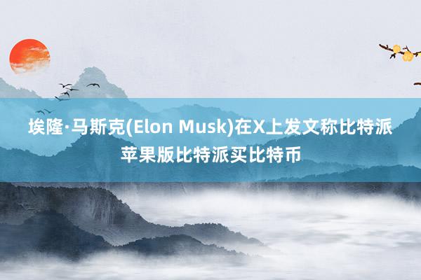 埃隆·马斯克(Elon Musk)在X上发文称比特派苹果版比特派买比特币