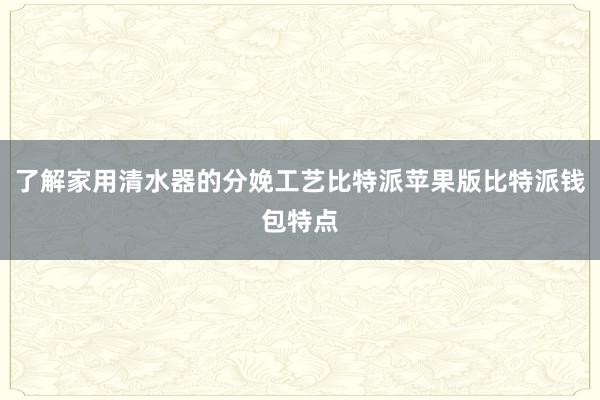 了解家用清水器的分娩工艺比特派苹果版比特派钱包特点