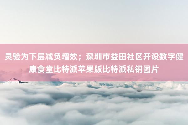 灵验为下层减负增效；深圳市益田社区开设数字健康食堂比特派苹果版比特派私钥图片