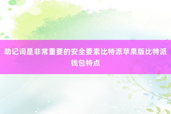 助记词是非常重要的安全要素比特派苹果版比特派钱包特点