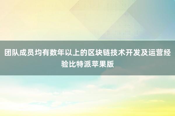 团队成员均有数年以上的区块链技术开发及运营经验比特派苹果版