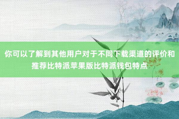 你可以了解到其他用户对于不同下载渠道的评价和推荐比特派苹果版比特派钱包特点