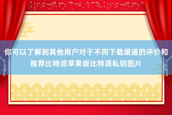 你可以了解到其他用户对于不同下载渠道的评价和推荐比特派苹果版比特派私钥图片