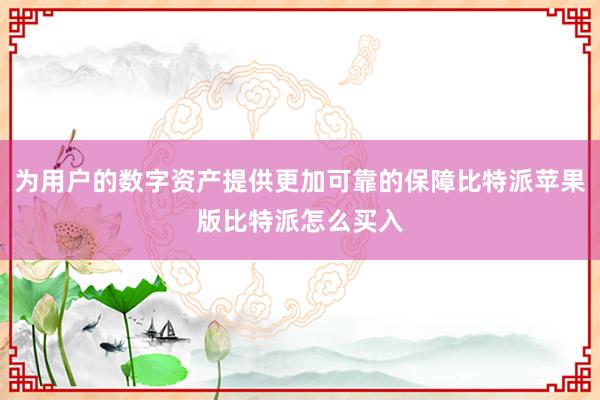 为用户的数字资产提供更加可靠的保障比特派苹果版比特派怎么买入