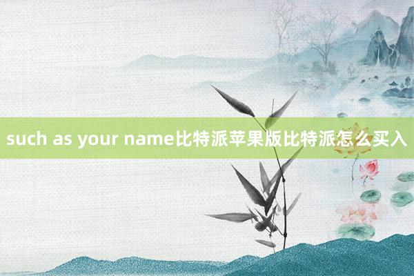 such as your name比特派苹果版比特派怎么买入