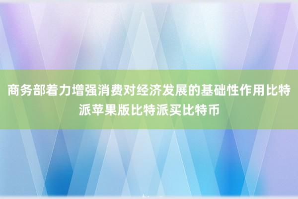 商务部着力增强消费对经济发展的基础性作用比特派苹果版比特派买比特币