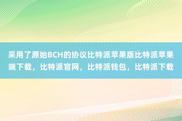 采用了原始BCH的协议比特派苹果版比特派苹果端下载，比特派官网，比特派钱包，比特派下载