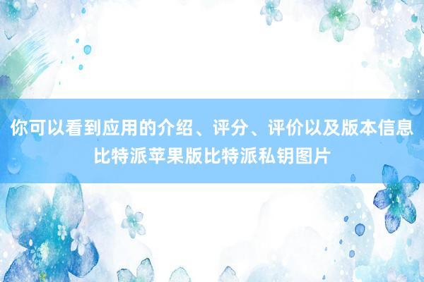 你可以看到应用的介绍、评分、评价以及版本信息比特派苹果版比特派私钥图片