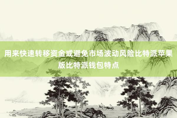 用来快速转移资金或避免市场波动风险比特派苹果版比特派钱包特点