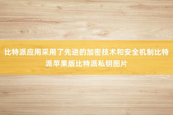 比特派应用采用了先进的加密技术和安全机制比特派苹果版比特派私钥图片