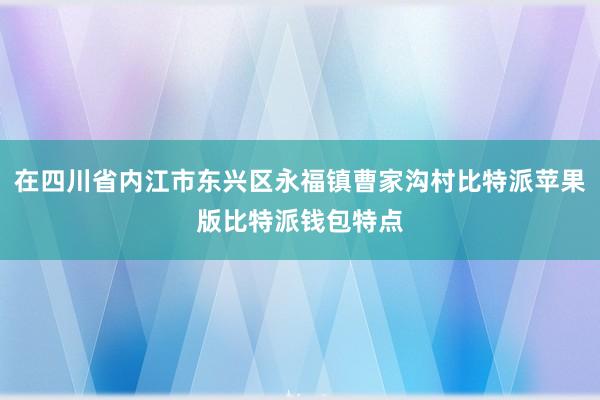 在四川省内江市东兴区永福镇曹家沟村比特派苹果版比特派钱包特点