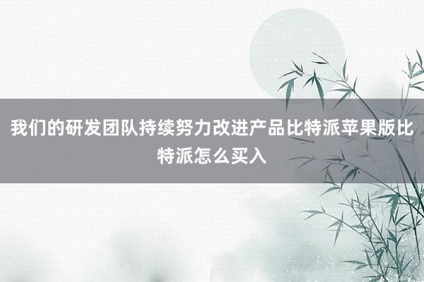 我们的研发团队持续努力改进产品比特派苹果版比特派怎么买入