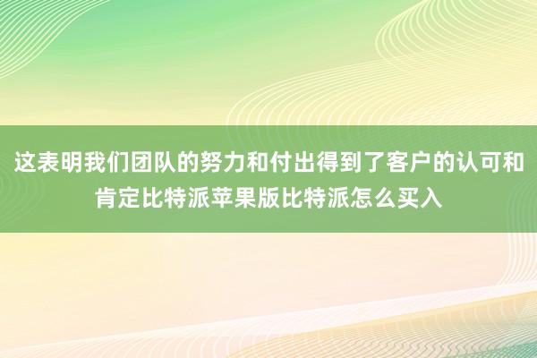 这表明我们团队的努力和付出得到了客户的认可和肯定比特派苹果版比特派怎么买入